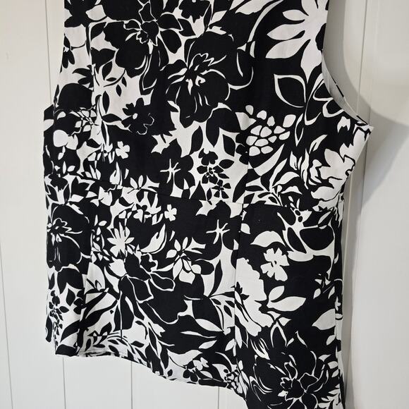Ann Taylor Floral Linen Top Sleeveless Lined Sweetheart Neck Size 16 - Picture 11 of 11